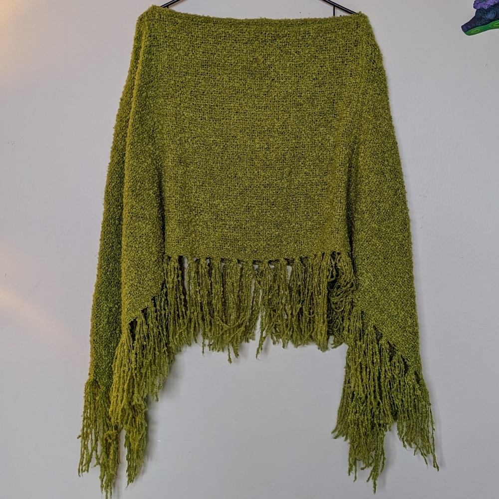 Chartreuse Fringed Poncho
